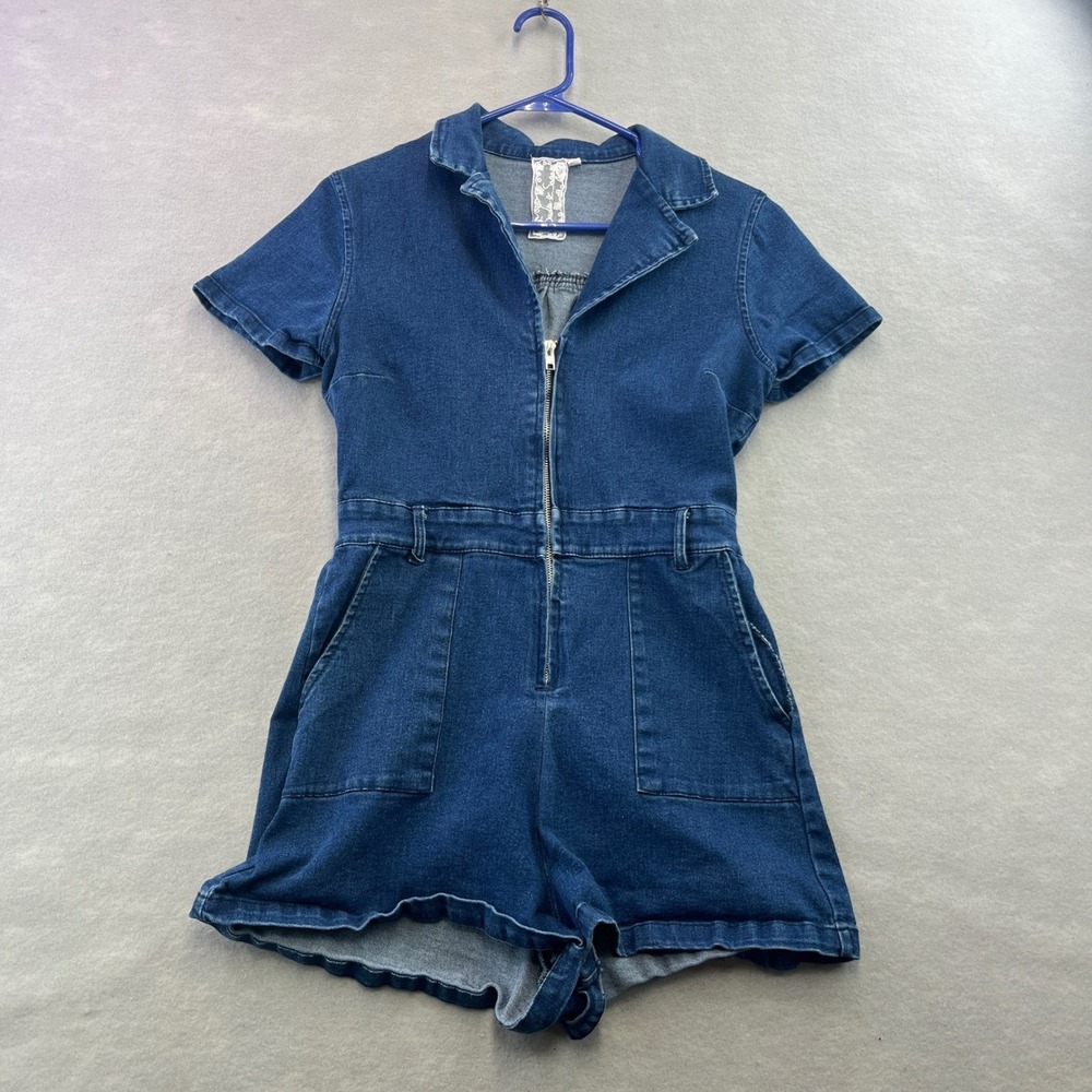 Sadie & Sage Indigo Denim Short Sleeve Romper